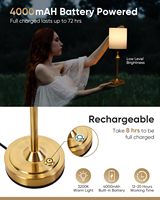 TSINYE Lampe de table moderne rechargeable en laiton doré pour restaurant Luminaires sans fil à led Lampe de table à led