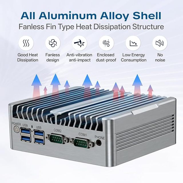 Industrial Fanless Mini PC,Core I5-8250U,Built with a Full-aluminum,heavy-duty Chassis,Windows 11 Pro 64-bit