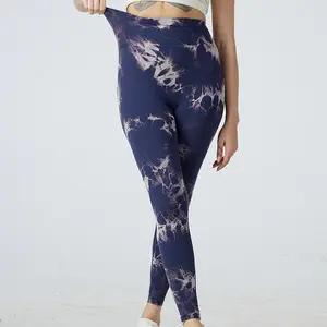 Tie Dye Scrunch High Waisted Gym Yoga Fitness Wear Women Custom Yoga Leggings For Gym