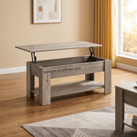 Table basse contemporaine en bois avec plateau relevable et rangement