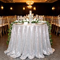 Nappe Ronde de Luxe à Paillettes 120'' Scintillante pour Mariage, Banquet, Événement, Fête – Plusieurs Couleurs – Vente en Gros