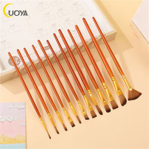 Pincel redondo de nailon para pintura acrílica y acuarela Pinceles de pintura en línea con mango de madera Conveniente para esparcir pintura - Product Image 2