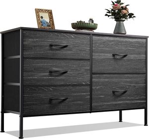 Commode moderne noir anthracite avec motif grain de bois pour chambre, salle à manger, salon, <span class=keywords><strong>meuble</strong></span> de rangement pour la maison - Product Image 1