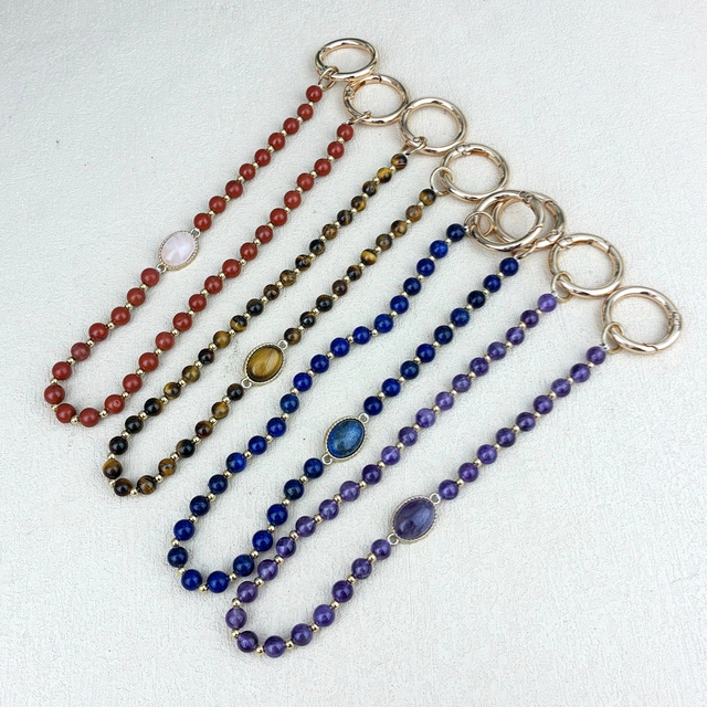 Light Luxury Fashion Natural Gemstone Beaded Mobile Phone Chain High-quality Amethyst Phone Charm Bag Accessories for Women