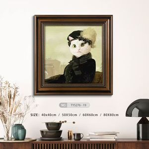 Reproduksi seni dinding kucing lucu lukisan minyak terkenal dengan bingkai kustom untuk ruang tamu atau Dekorasi kamar tidur - Product Image 1