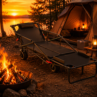 Chaise longue pliante en métal pour le camping, avec poignée réglable, roues tout-terrain, pour la plage et l'extérieur
