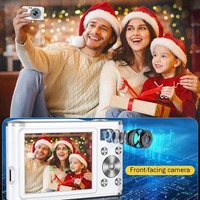 Kamera Digital Selfie HSK Mini HD 4K 48MP Lensa Ganda Zoom Optik 16X Putih/Hitam Laris Manis Lintas Negara Portabel CCD CMOS