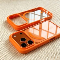Coque de téléphone magnétique transparente en acrylique minimaliste pour iPhone 18 17 16 Pro Max, avec bordure en silicone de couleur unie et protection antichoc