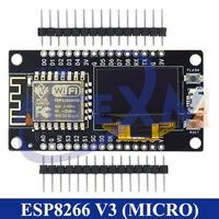 Placa de Desarrollo Esp8266 V3 con Pantalla OLED de 0.96 Pulgadas, Módulo Wifi Ch340 Esp-12f, USB Tipo-C para Arduino/Micropython