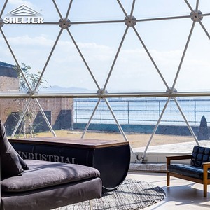 Ngoài trời khung thép nửa trong suốt hình cầu Lều glamping geodesic Dome lều - Product Image 3