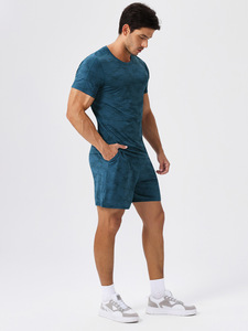 Short de sport d'été décontracté à taille moyenne pour hommes, pantalon de fitness extensible imprimé respirant à séchage rapide pour la course à pied - Product Image 4