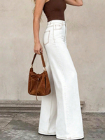 Jean évasé taille haute pour femme, coupe bootcut, denim délavé vintage, coupe ample, style rétro années 70, longueur intégrale, vente en gros