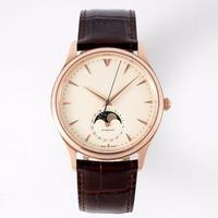 Automatische mechanische Uhr mit Mondphase für Herren, silbernes Zifferblatt, Lederarmband mit Krokodilmuster, Business-Armbanduhr