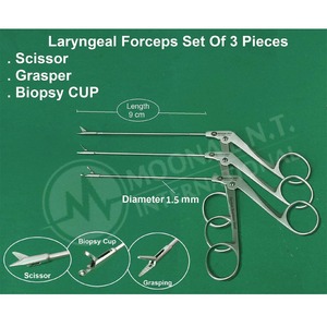 Ensemble de 3 pinces laryngées ORL les plus vendues, réutilisables, en acier inoxydable, kit d'instruments chirurgicaux - Product Image 1