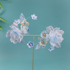 2026 Summer Original Design Ancient Style Handmade Silk <b>Flower</b> Blue Hanfu Hair Clip <b>Sweet</b> Makeup Styling Perforated <b>Flower</b> Hair - Product Image 4