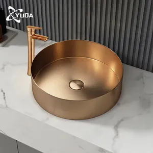 Wholesale Small Size Stainless Steel 304 Single Bowl Kitchen Sink Gold Colour Basin Round Kitchen Sink