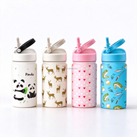 Gobelet DIY en acier inoxydable pour enfants avec couvercle de paille Sublimation Sippy Bouteille d'eau Thermos conique droit pour isolation chaude