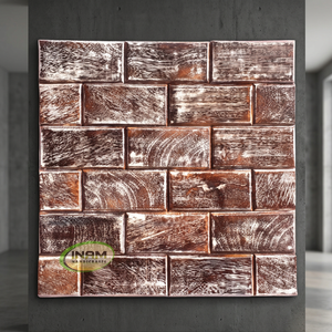 INAM HANDICRAFTS Panel de Pared Cuadrado Tallado en Madera Pulida, Decoración Artesanal Antigua para el Hogar, de Uttar Pradesh - Product Image 3
