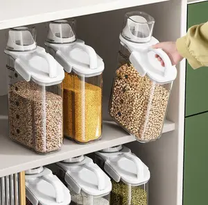 2800ML Plastik-Lautmittelbehälter Getreide durchsichtiger Tank Reisfass Cerealspender mit Silikonversiegelungsring