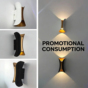 Applique murale LED 10W moderne et élégante, étanche IP65, à économie d'énergie, pour intérieur/extérieur, jardin, petite taille, <span class=keywords><strong>en</strong></span> aluminium, <span class=keywords><strong>blanc</strong></span> chaud - Product Image 2