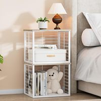 Boîtes de rangement empilables pour placard, cubes de rangement en fil métallique avec dessus en bois, organisateur de placard pliable pour vêtements