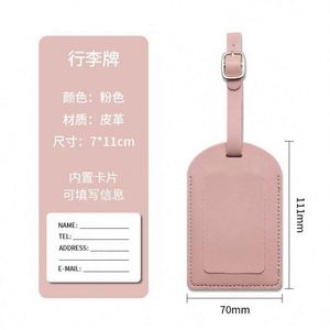 Custom Durable PU Leather Luggage <b>Tags</b> Customized Color Customer Logo Privacy Protection Geometric Pattern for Airport Suitcases - Product Image 4