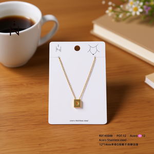 Collar con Colgante de Letra O en Acero Inoxidable, Cadena de Caja Chapada en Oro, Joyería Minimalista Casual Unisex para Uso Diario - Product Image 3