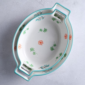 Cucina floreale decalcomania artigianale Bakeware Set di piatti da forno di sicurezza a microonde in ceramica - Product Image 6