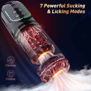 Juguetes Sexuales Impermeables con Control por Aplicación LCD e IA, Vibrador Automático con Movimiento de Empuje, Rotación, Succión y Lamido, Masturbador Masculino, Bomba para Agrandar el Pene - Product Image 3