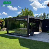Pergola bioclimatique motorisée en aluminium avec lames orientables, résistante aux intempéries, pour jardin, terrasse, avec chauffage, finition thermolaquée