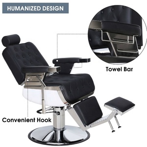 Silla de peluquero antigua negra, muebles de barbería de elevación, silla de peluquero para corte de pelo a la venta - Product Image 4
