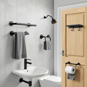 <span class=keywords><strong>Set</strong></span> di Portasciugamani Telescopici da Bagno in Acciaio Inox, Mensola e Appendiabiti da Parete - Product Image 4