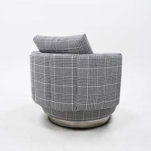 Fauteuil chaise longue en cuir avec accoudoir pivotant pour salon de villa, fauteuil d'attente individuel rond pour visiteurs, design minimaliste - Product Image 4