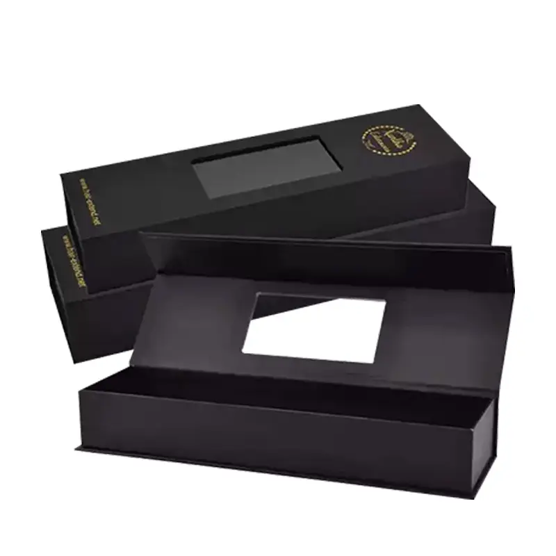 Scatola per parrucca nera in pizzo di lusso Premium con finestra confezione con Logo personalizzato confezione per l'estensione dei capelli scatole regalo magnetiche all'ingrosso per parrucca