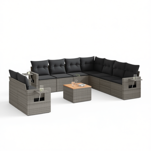 Conjunto de Sofás de Jardín Grises de Ratán, Muebles de Exterior con Más de 10 Asientos, Contemporáneos y Resistentes a la Intemperie - Product Image 1