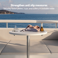 HOMFUL Ensemble de table de bateau ponton sans oscillation Table de bateau marine blanche avec deux porte-gobelets