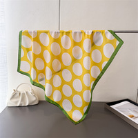 Grand foulard carré en soie imprimé à pois pour femme, élégant foulard en satin, bandana, châle, accessoire de mode