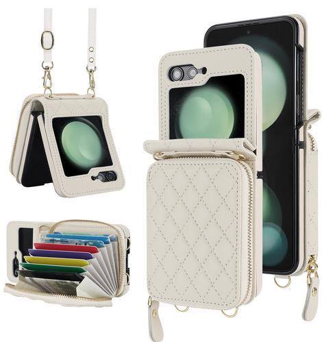 RFID Blocking Zipper Wallet Purse Leather Flip Cover Mobile Phone Cases for Samsung Z Flip 8 7 6 5 4 3 Mobile Phone Bag Case