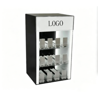 Présentoir de Comptoir Personnalisable en Acrylique LED à 4 Étagères avec Poussoir à Ressort pour Sachets de Snus Naswar et Articles de Fumeurs