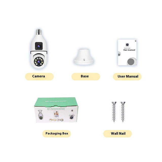 Wireless Wifi Cameras Light Bulb Camera 360 Surveillance Security Ip Camera Indoor Dual Lens E27 Bulb Cctv