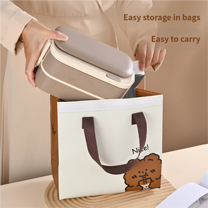 Boîte à lunch double couche avec vaisselle et boîte bento, peut être chauffée au micro-ondes et est portable - Product Image 6