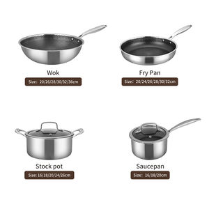 ODM/OEM 14 Parça Yapışmaz Üç Katmanlı 304/316 Paslanmaz Çelik Petek Desenli Tencere Seti Yüksek Kaliteli Mutfak Tencere ve Tava Seti Kapaklı - Product Image 6