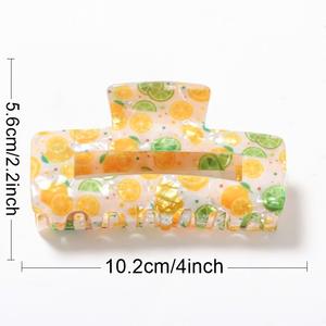 Pinces à cheveux rectangulaires transparentes à imprimé fruits pour femmes, idéales pour un usage quotidien - Product Image 5