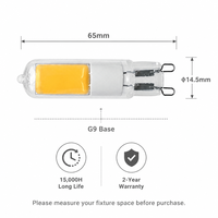 Ampoule LED G9 4W 220-240V 450LM Verre COB 2700K/3000K/6000K Sans scintillement Remplacement halogène Lustre en cristal CE LVD RoHS Hôtel