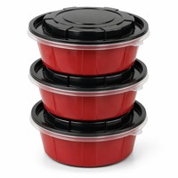 Boîte à lunch jetable en polypropylène de qualité alimentaire, capacité de 3000 ml, diamètre de 250 mm, résistante à la chaleur, sans BPA, couvercle micro-ondable, anti-fuite