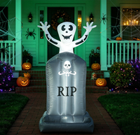 Décoration gonflable d'Halloween 1,8 m : Modèle fantôme de pierre tombale pour scène de cimetière, idéal pour pelouse extérieure, maison hantée, fête et décoration d'horreur
