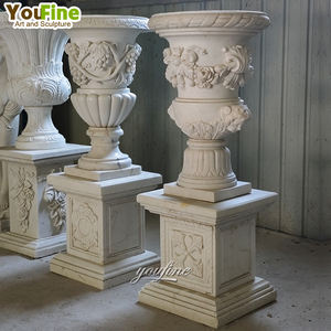 Fornitori di Vasi da <span class=keywords><strong>Giardino</strong></span> Rotondi in Marmo Bianco Naturale per Fiori - Product Image 2