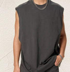 Camiseta sin mangas informal de baloncesto y gimnasio para hombre, Camiseta corta deportiva de punto sin mangas de secado rápido, adecuada para gimnasio y uso al aire libre. - Product Image 3