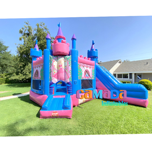 Combo toboggan pour filles Château de saut en PVC portable pour enfants avec toboggan Princess Bouncer avec kits de réparation et souffleur - Product Image 4