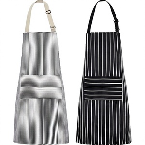 Lot <span class=keywords><strong>de</strong></span> 2 tabliers <span class=keywords><strong>de</strong></span> cuisine rayés avec poches, en tissu imperméable, réglables, pour chef <span class=keywords><strong>professionnel</strong></span> - Product Image 3